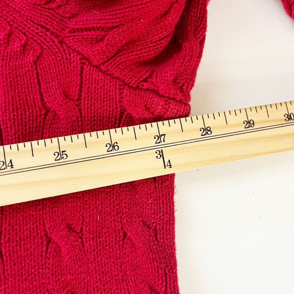 Lauren Ralph Lauren Red Cable Knit V-Neck Pullover Sweater Preppy - Size 3X - Picture 4 of 5